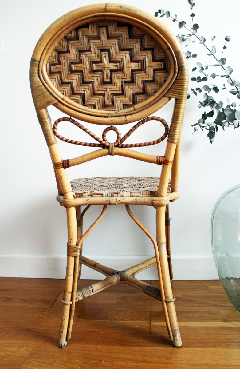 Chaise bistrot rotin années 70 Luckyfind