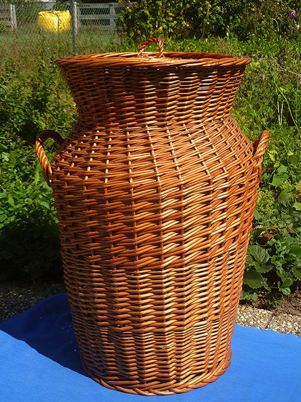 Panier à Linge En Osier Rose Avec Housse Coton - Diamètre 46 Cm, Hauteur 62 Cm - Déco Salle De Bain Ou Chambre - Housse Amovible Et Lavable