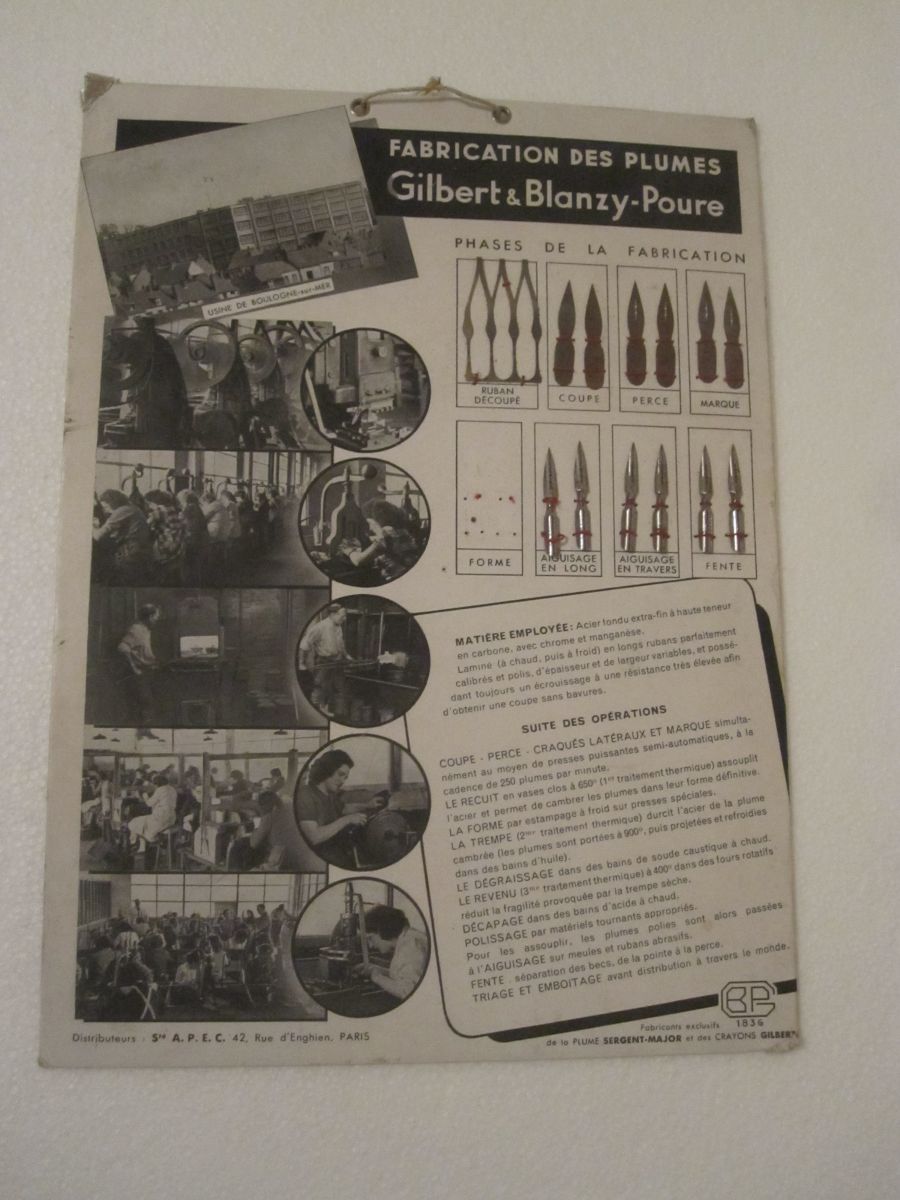 ancienne planche fabrication des plumes Gilbert & Blanzy – Luckyfind