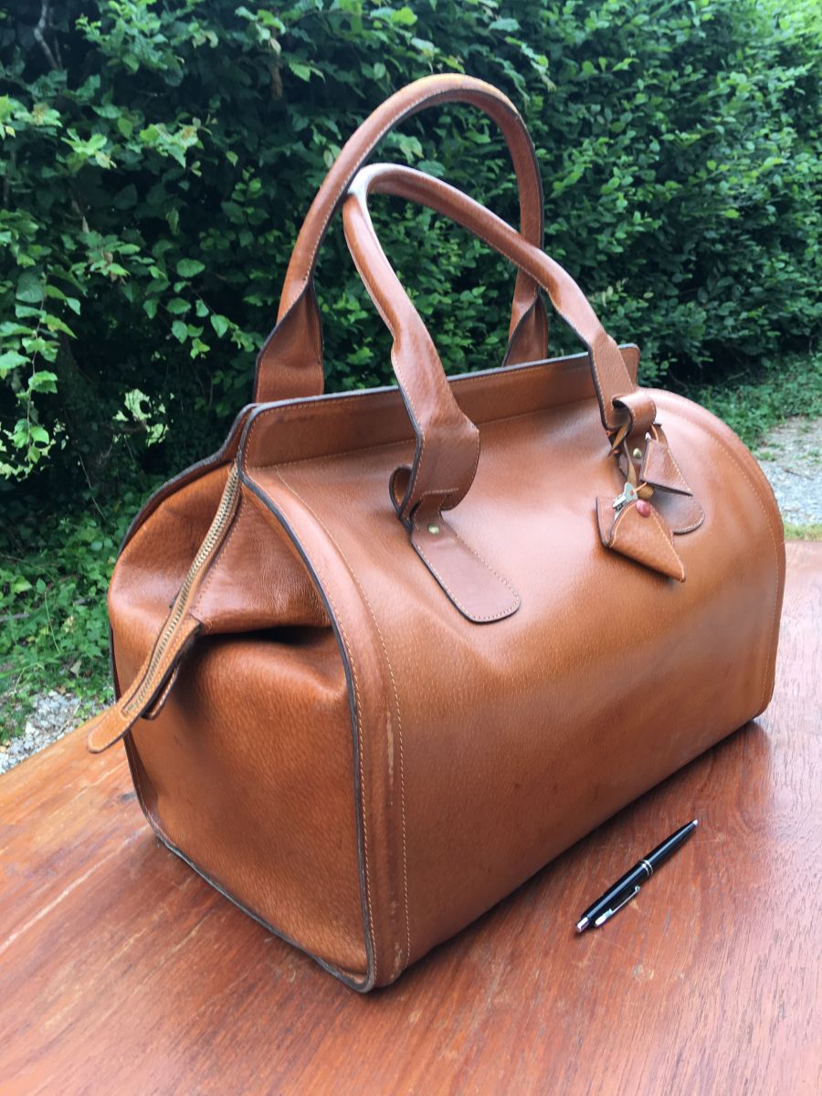 Sac de voyage top en cuir vintage