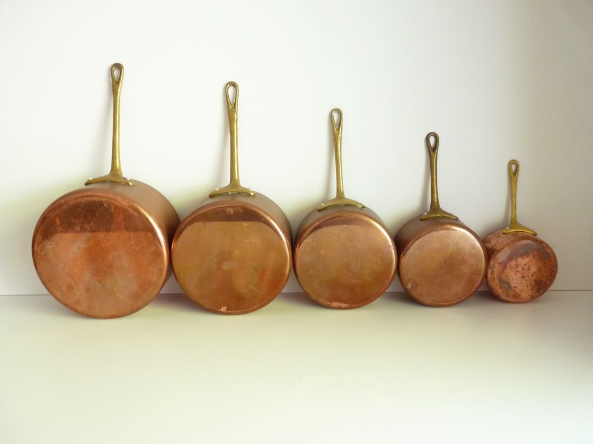 Lot de 5 casseroles française en cuivre étamé Luckyfind