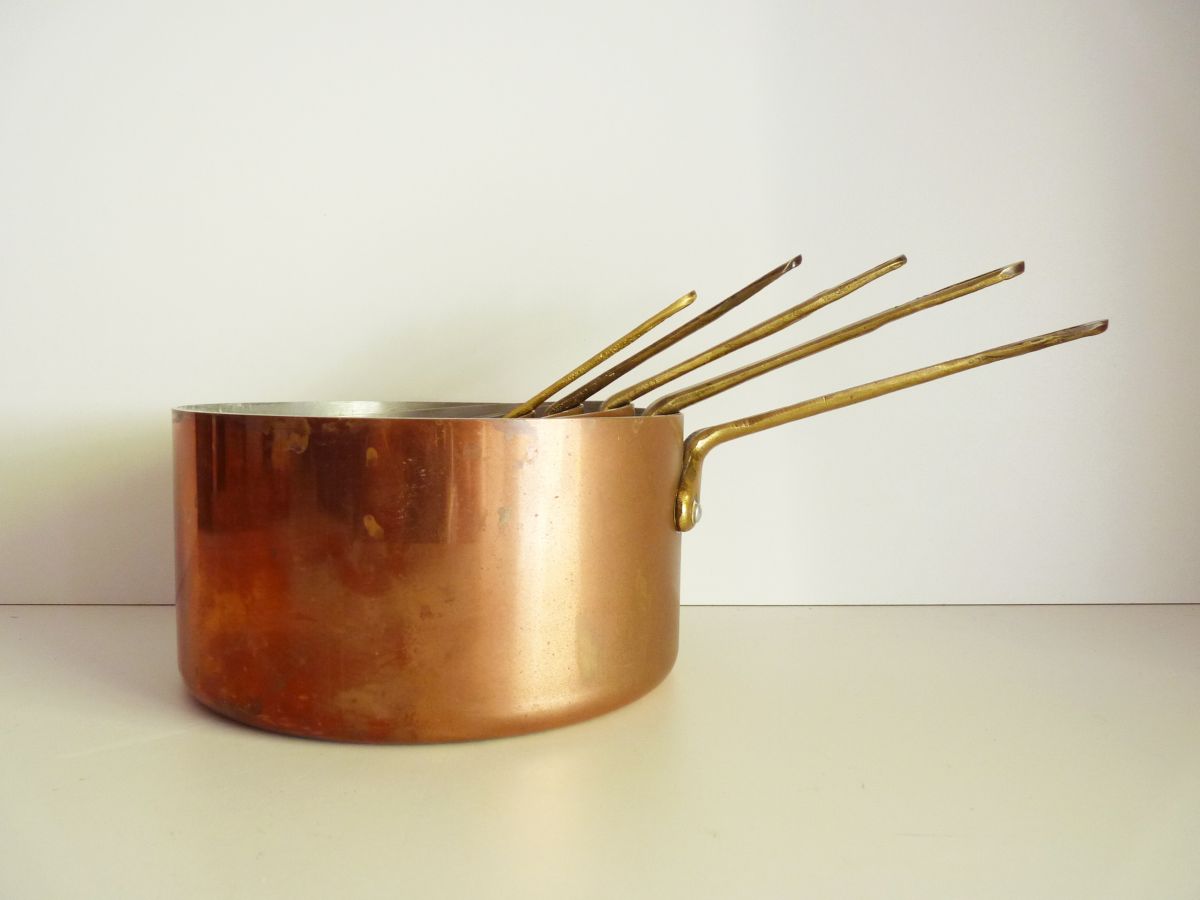 Lot de 5 casseroles française en cuivre étamé Luckyfind