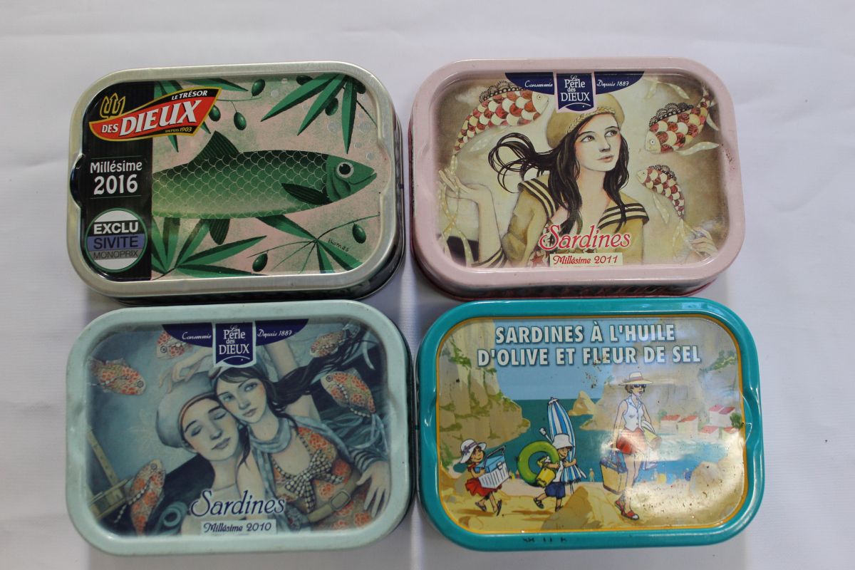 lot de 4 boites de sardines de collection VIDE Luckyfind