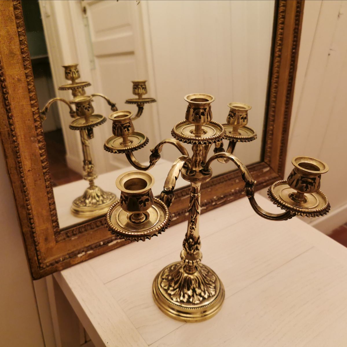 Chandelier 5 branches en laiton ancien Luckyfind