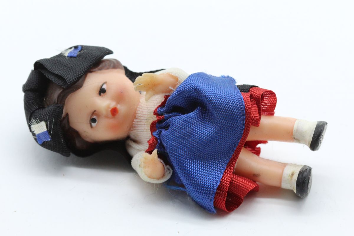 jouet ancien berceau poupée rotin années 50 années 60