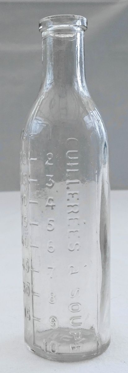 Ancienne bouteille graduée de pharmacie, laboratoire Grammes