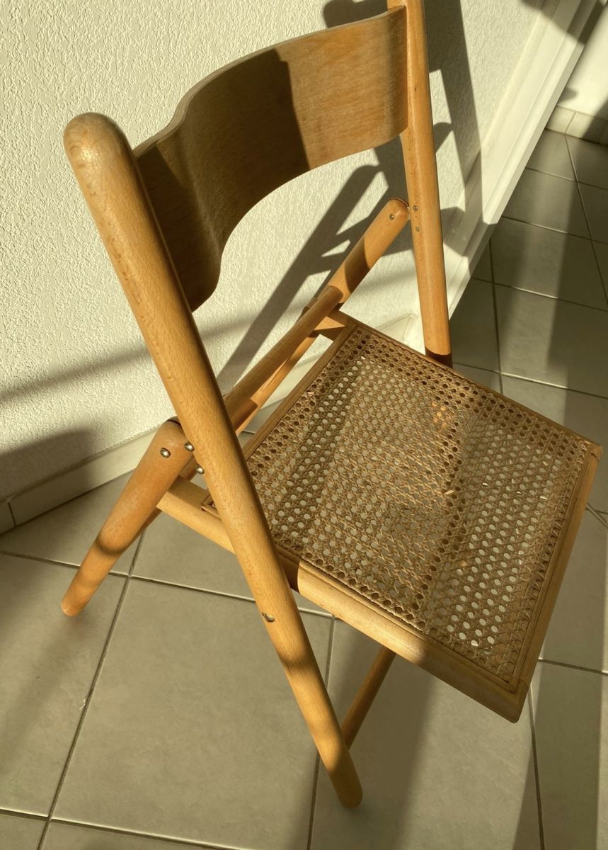Chaise pliante en bois et rotin – Luckyfind