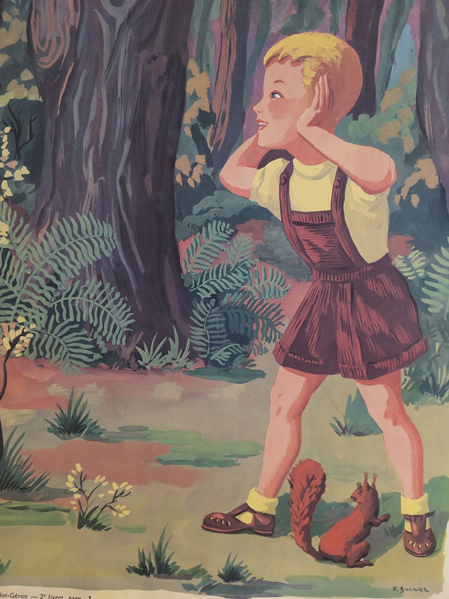 AFFICHE PÉDAGOGIQUE ROSSIGNOL "POUCET ET SON AMI L'ÉCUREUIL Luckyfind