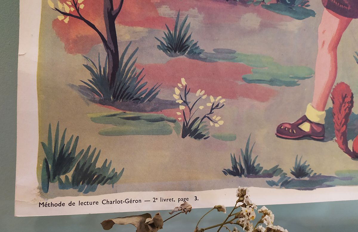 AFFICHE PÉDAGOGIQUE ROSSIGNOL "POUCET ET SON AMI L'ÉCUREUIL Luckyfind