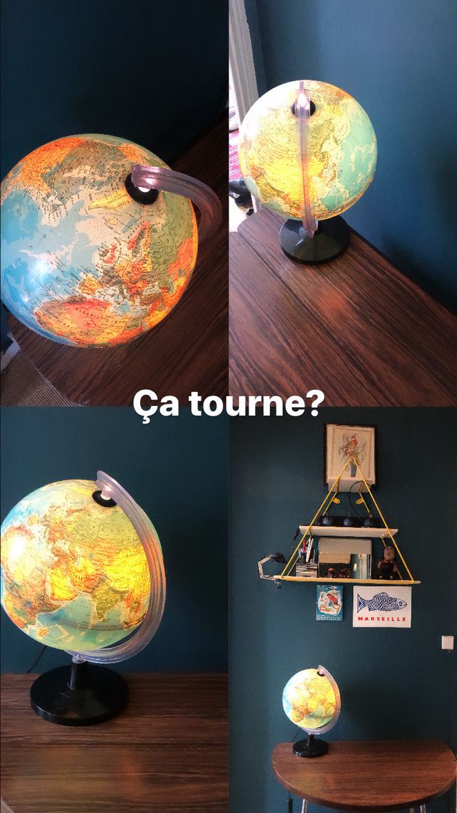 tournante diamètre 30 cm Ancien Antico TECNODIDATTICA Atmosphere A2 Mappemonde Lumineuse 