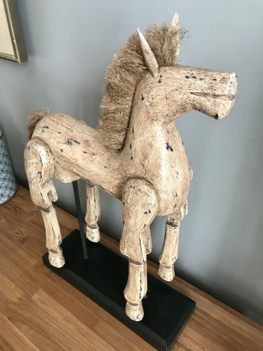Sculpture de Cheval en bois articulé Thaïlande Luckyfind