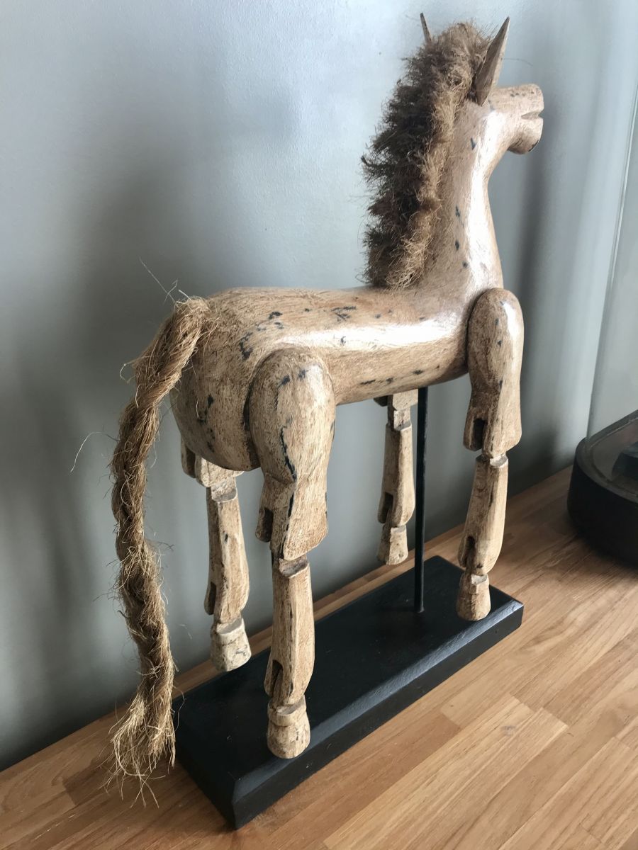 Sculpture De Cheval En Bois Décoratif 2D - Dimensions 18x20 Cm, Ornement Animal Pour étagère, Bureau, Décoration Intérieure