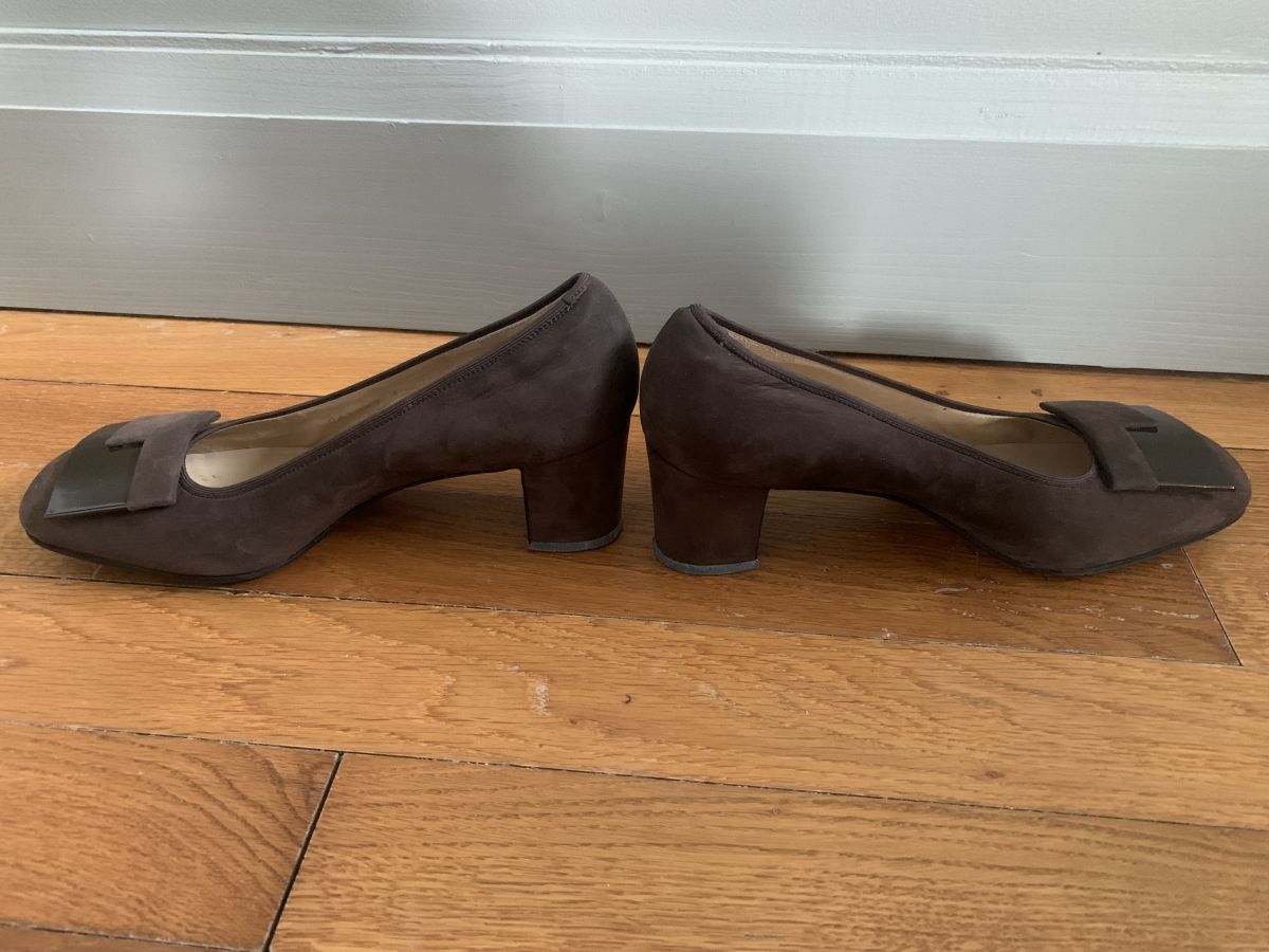 Escarpins EMERAUDE daim marron vintage 60 70 taille 37 Luckyfind