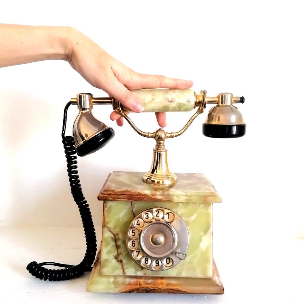 Vieux Téléphone Vintage Dessin Animé Classique Téléphone Rotatif