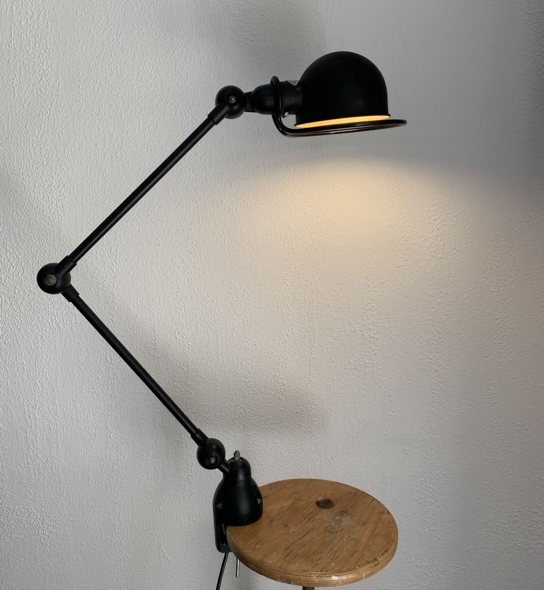 Lampe vintage 1960 Jielde 2 bras noire mat d'origine - 100 c 