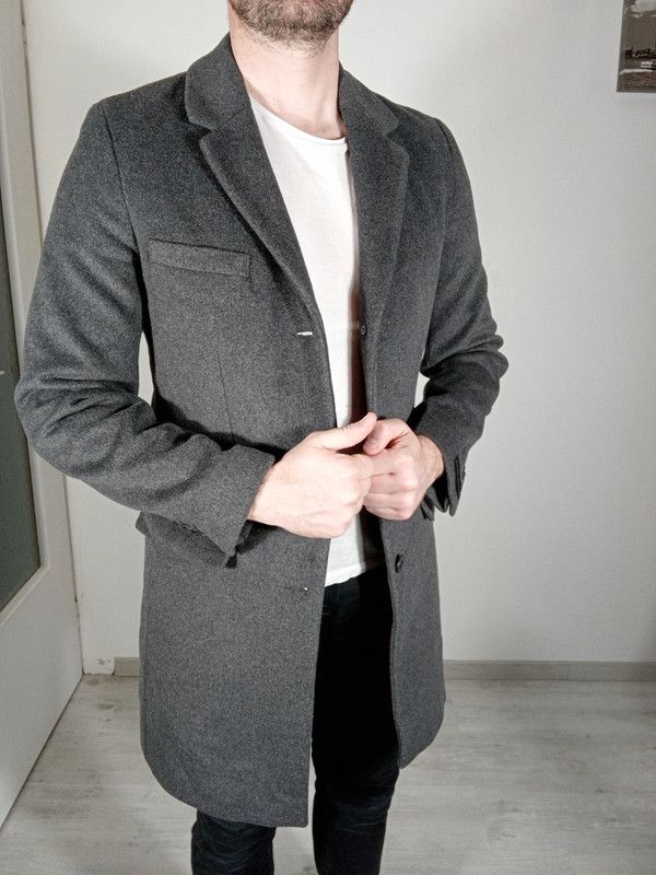 Superbe manteau long gris fonce celio taille S homme