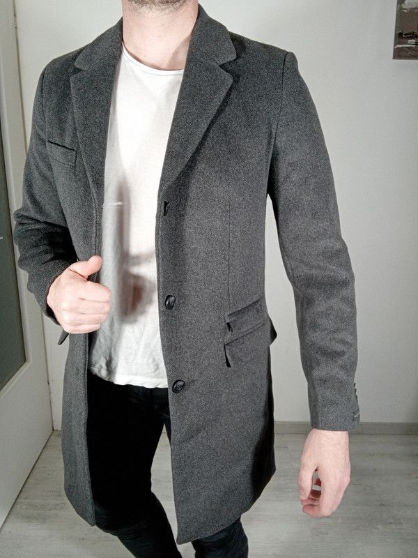 Superbe manteau long gris fonce celio taille S homme Luckyfind