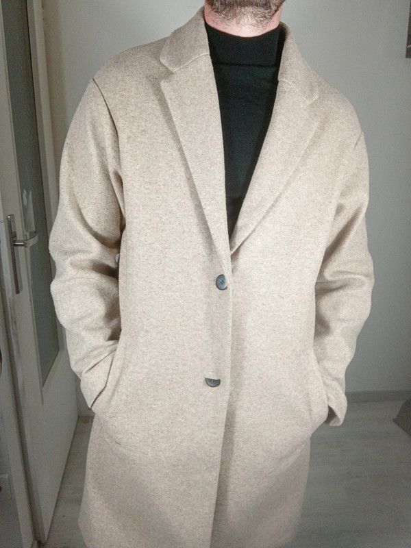 Superbe manteau long beige homme pull and bear taille L