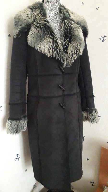 Magnifique manteau noir tres chaud et doux effet suedine Luckyfind
