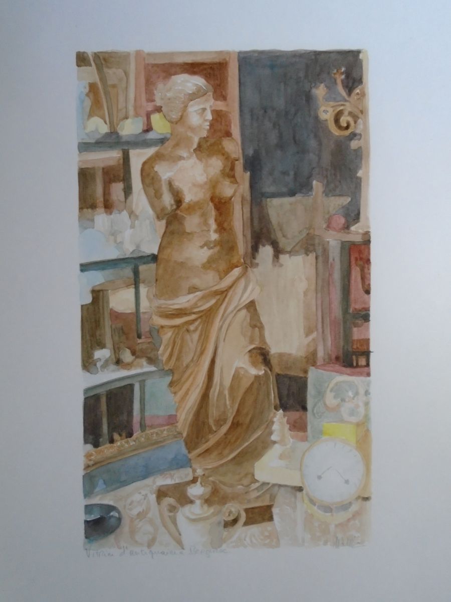 Aquarelle Originale Vitrine D antiquaire Bergerac Dat e Luckyfind Aquarelle Originale Vitrine D antiquaire Bergerac Dat e Luckyfind