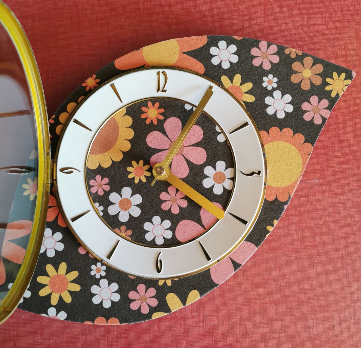 Horloge Murale Vintage AABAO Fleur Plumeria - Silencieuse - Peinture à L'huile - 24cm - Pour Salon