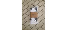 Chaussettes HUF blanches feuilles noires neuves