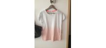 T shirt effet tye and Die blanc/ rose pale