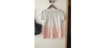 T shirt effet tye and Die blanc/ rose pale