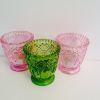 Lot de 3 photophores rose et vert
