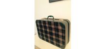 Valise vintage souple imprimé écossais vert boutieille