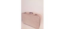 Grande Valise rigide vintage beige et camel