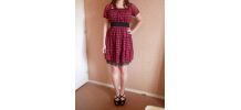 Robe babydoll carreaux fushia noire dentelle T36