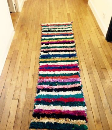 Tapis boucherouite de couloir multicolore réversible