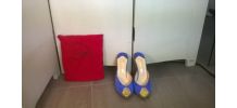 Mules Louboutin Bleu suede