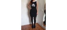 Robe à capuche style sport motif gant noir bicolore T36