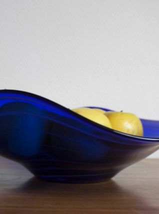 Plat verre bleu à rayures 