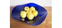 Plat verre bleu à rayures 