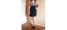 Robe marinière blanc noir boutons T36
