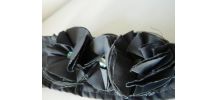 Bandeau large fleurs tissu rétro gris souris fait main