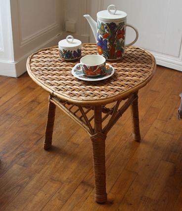 Table basse rotin vintage