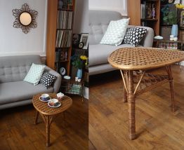 Table basse rotin vintage