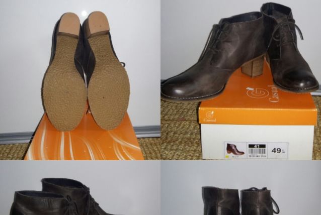 Bottines à talon en cuir marron