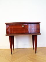 Table de chevet vintage bois pieds fuselés