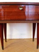 Table de chevet vintage bois pieds fuselés