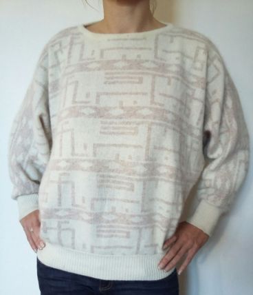 Pull en laine d'agneau et angora /Tricot vintage/ Taille M.