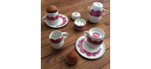 Service thé "duo" rose vintage rétro 1960 1970