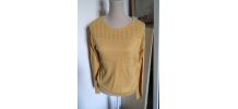 Pull vintage fin ajouré jaune moutarde