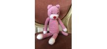 Chat au crochet tricot vintage décoration enfance