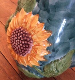 Pot "tournesol" en céramique vintage