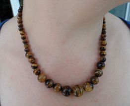 Collier Pierre Oeil De Tigre Véritable